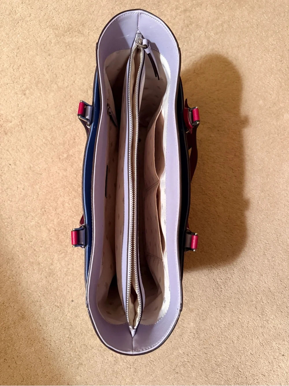 Kate Spade Pink/purple and Blue Computer Tote with Red Handles
